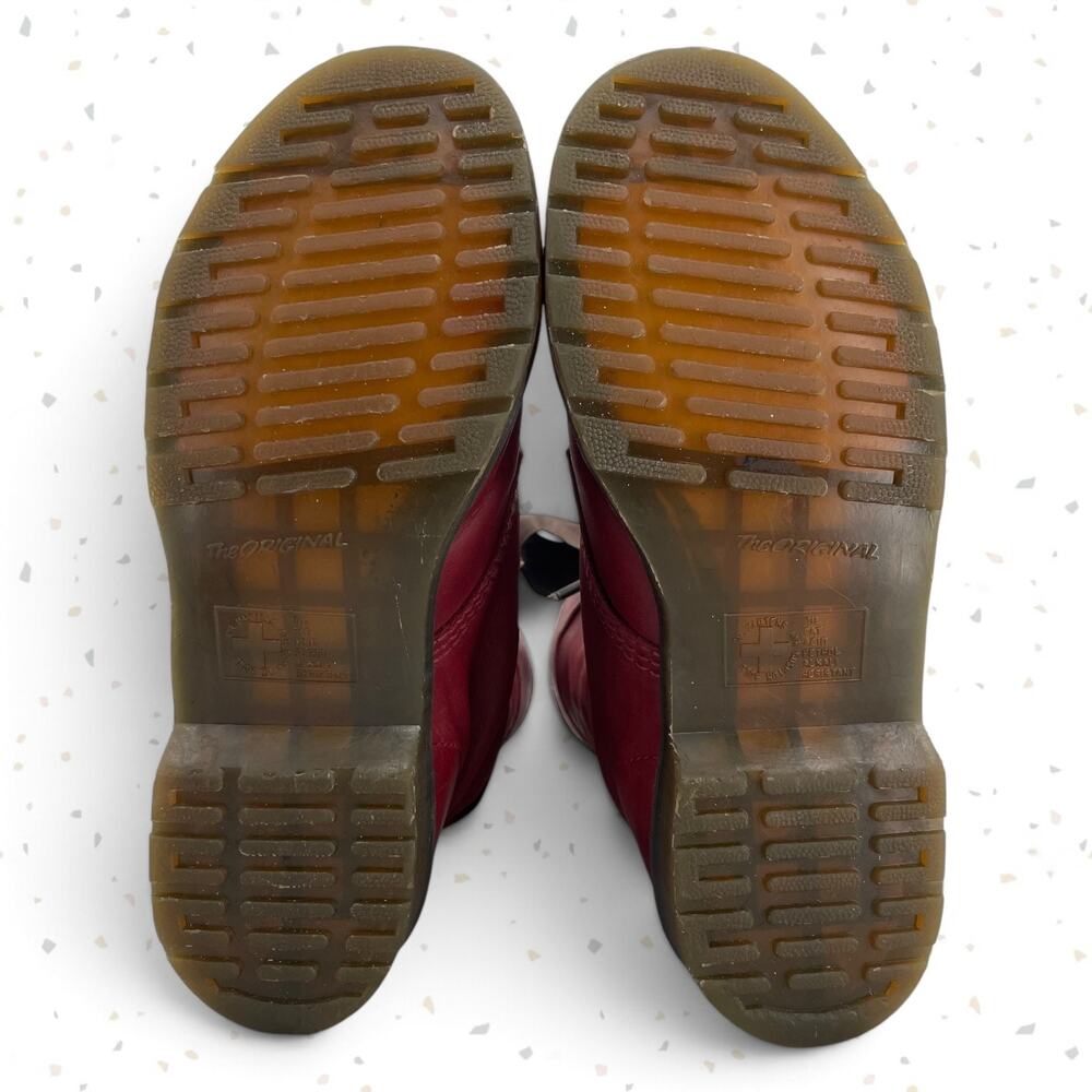 Dr. Martens Triumph Boots Red Oxblood Leather Pirate Fold Down Floral Boots US 9 - Picture 12 of 16